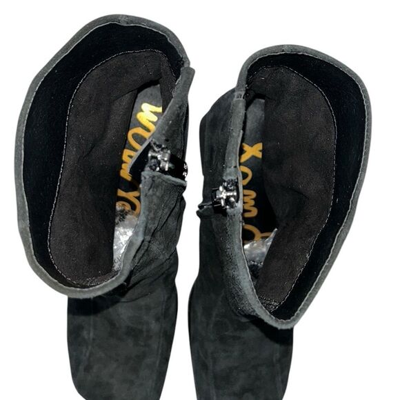 Sam Edelman Black Suede Leather Chunky Heel Bootie(Size 9) - Picture 7 of 9